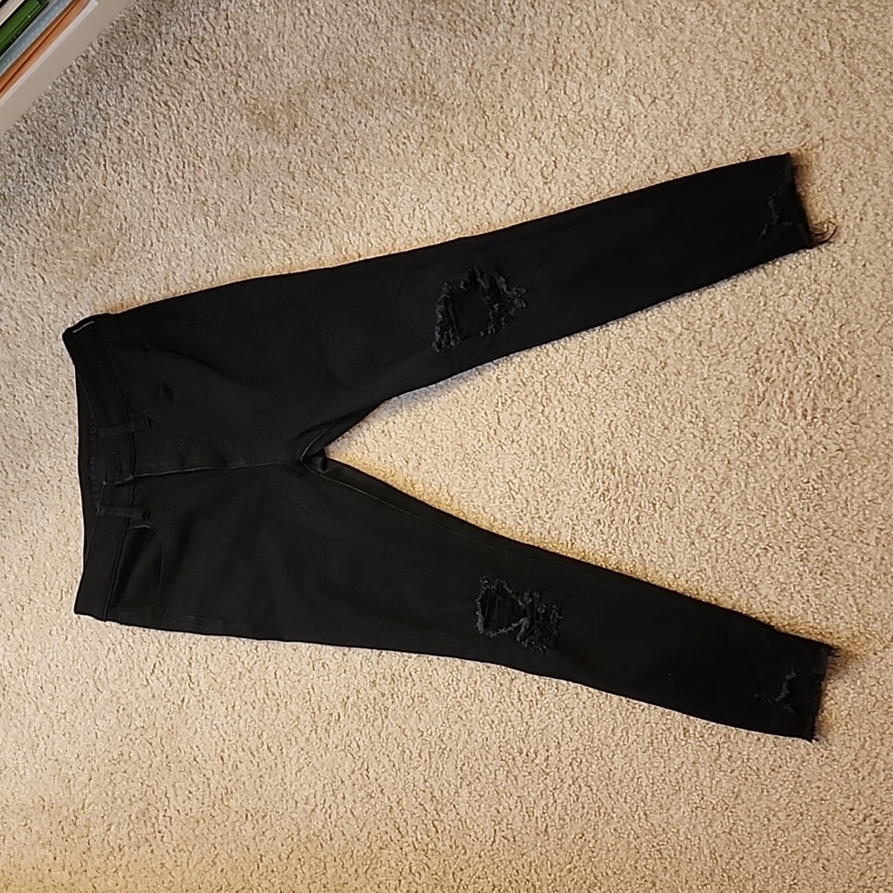 American Eagle hi-rise jegging black distressed